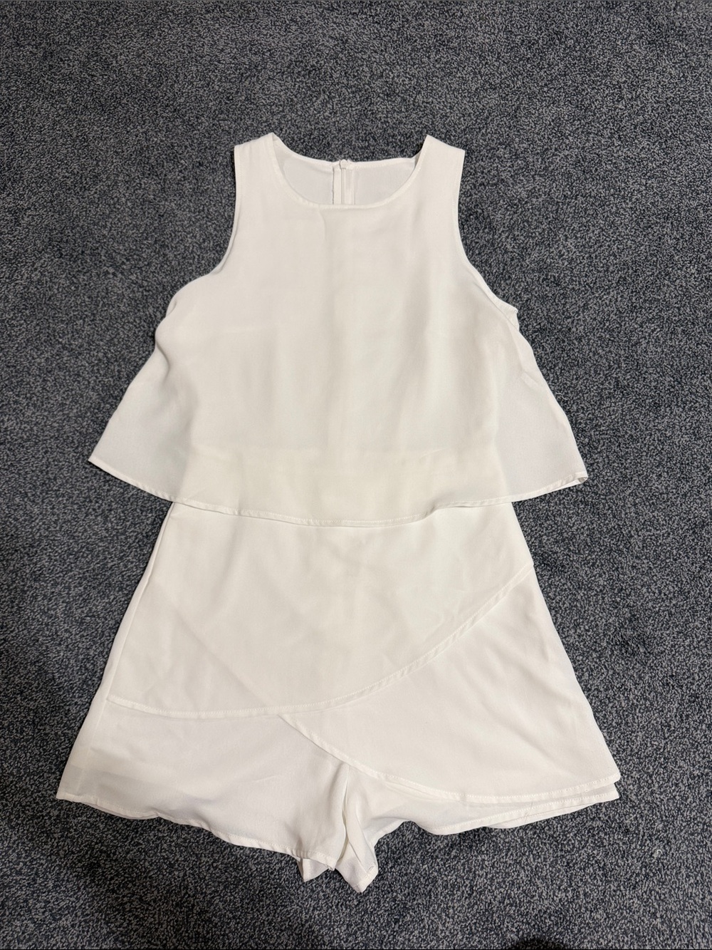 White Two-Piece Sleeveless Top & Skort Set